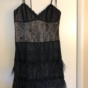 BCBG MaxAzria Feather Black Dress